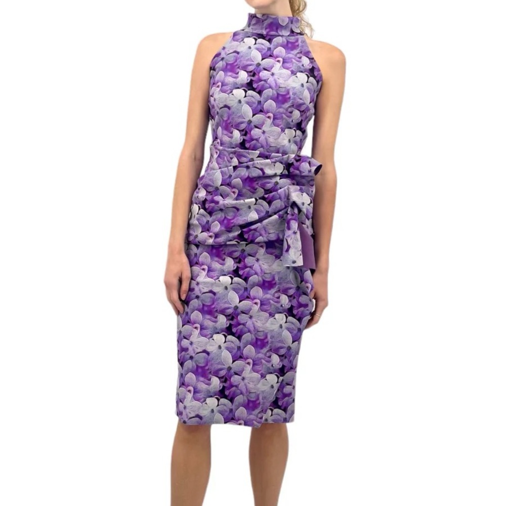 Floral Purple Halter Dress
